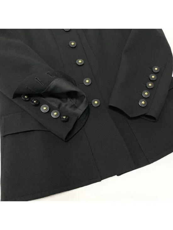 Chanel C Vintage Skirt Set Tailored Jacket 40 Black Silk - Picture 6 of 11
